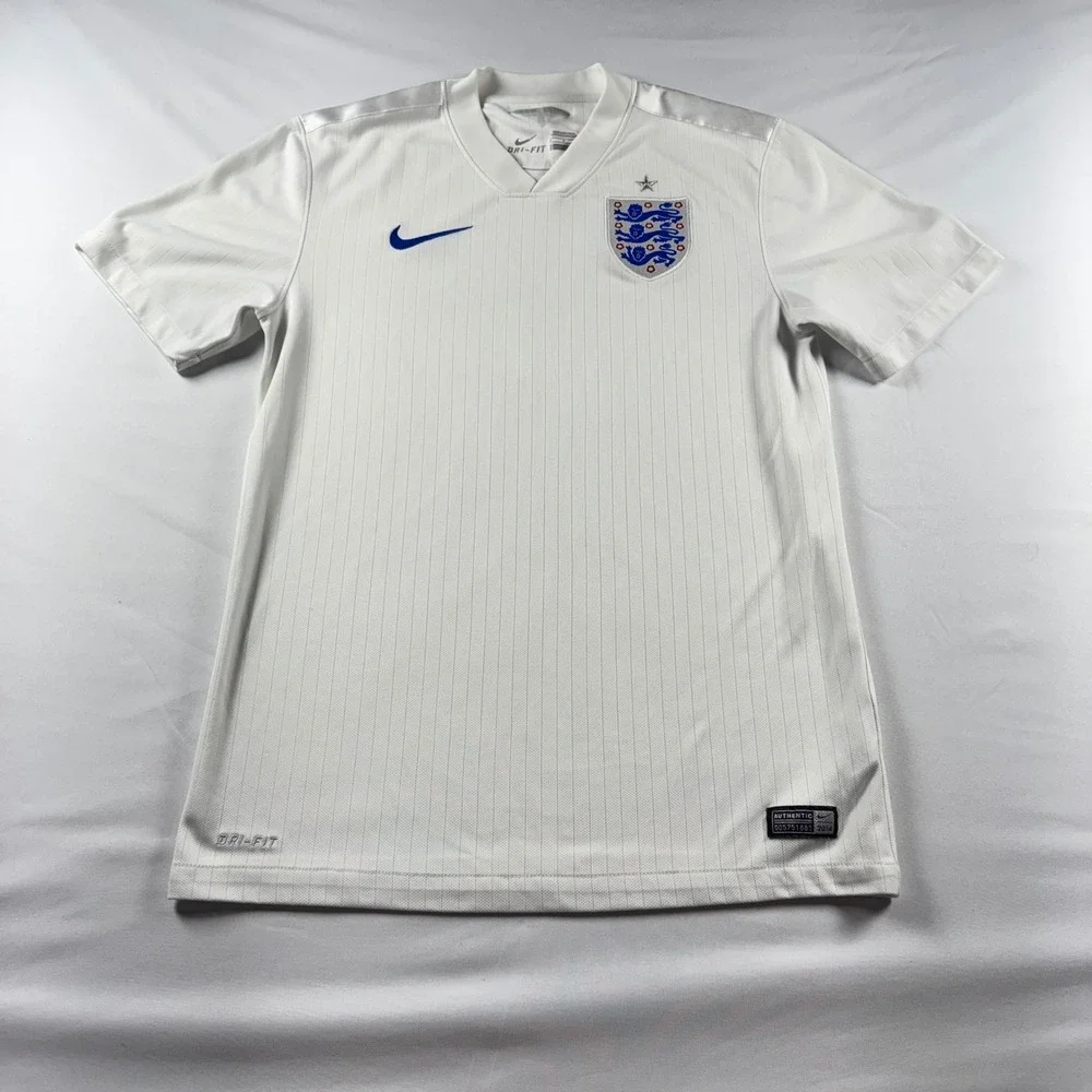Nike England 2014 Home Jersey Mens Small White Soccer Three Lions Dri-FIT Shirt - Picture 1 of 7